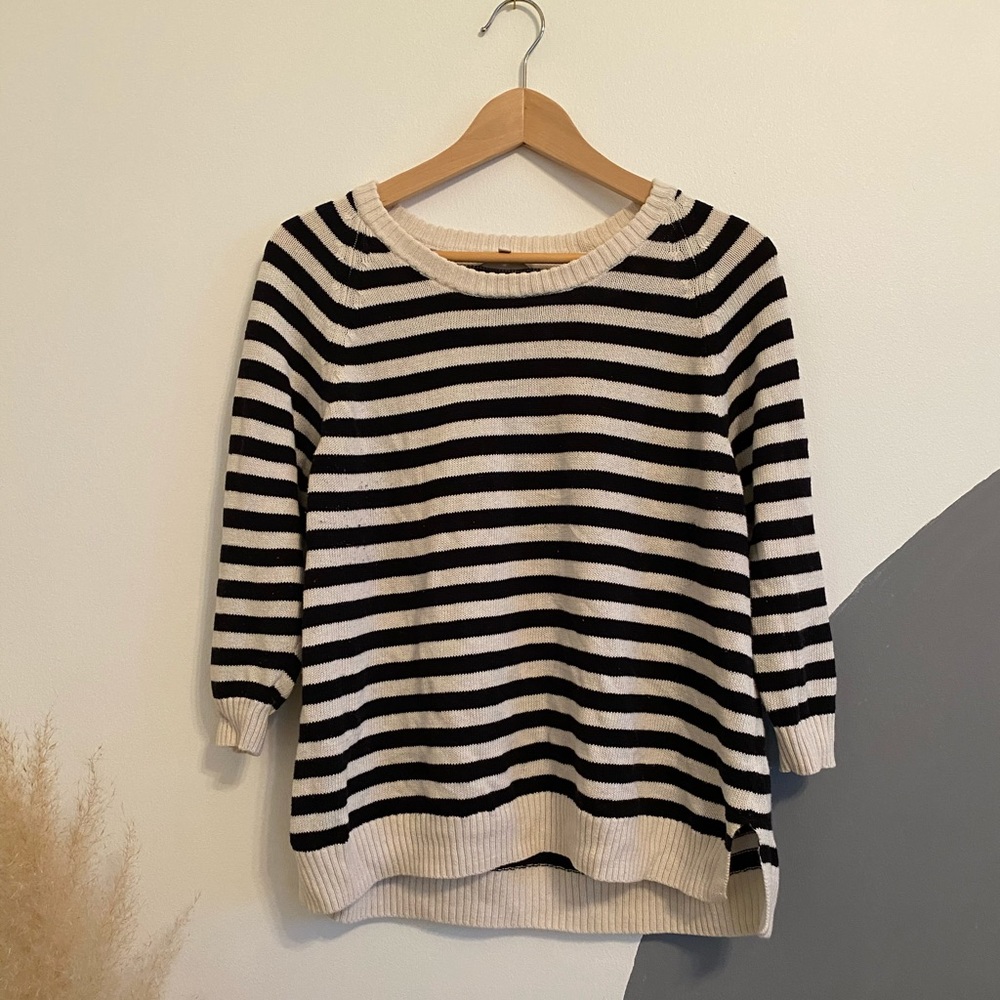 Madewell knit sweater, black and white stripes